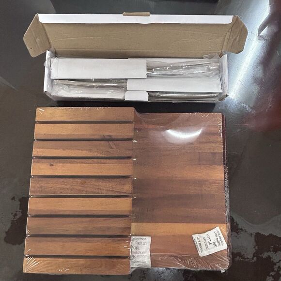 New Cangshan 8 Piece Chef Steak Knife Set With Walnut Acacia Flat Lay Block - Picture 8 of 11